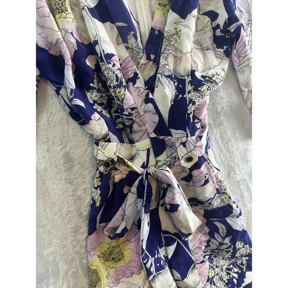 Yumi Kim Bora Bora Navy Floral Print Silk Dress - Size XS - Picture 3 of 6